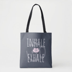 Tote Bag Inhale Exhale Om Rose Lotus Fleur