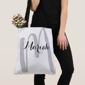 Tote Bag initial witname white simple & nice (De près)