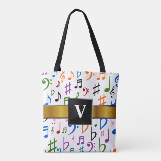 Tote Bag Initiale + Beaucoup de notes et de symboles (Dos)