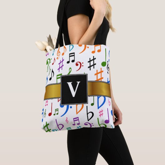 Tote Bag Initiale + Beaucoup de notes et de symboles (De près)