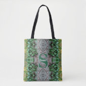 Tote Bag Initiale de monogramme personnalisé avec feuilles (Devant)