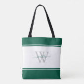 Tote Bag Initiale de script monogrammé vert émeraude (Dos)