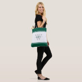 Tote Bag Initiale de script monogrammé vert émeraude (Sur le modèle)