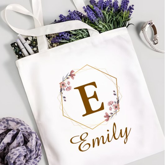 Tote Bag Initiale et monogramme personnalisés de fille avec