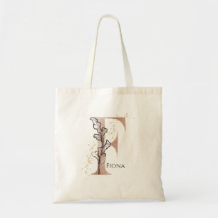 Tote Bag Initiale Moderne Lettre F Bohème Personnalisée