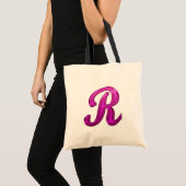 Tote Bag Initiale scintillante rose - R (Devant (produit))