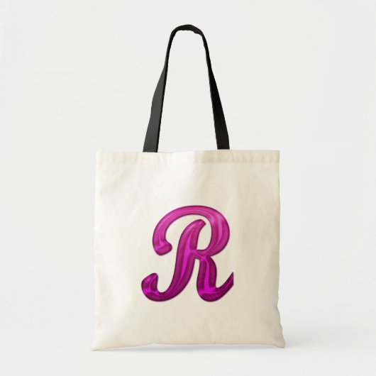 Tote Bag Initiale scintillante rose - R (Devant)