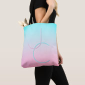 Tote Bag Initiales 2 superposées modernes | Turquoise Rose (De près)
