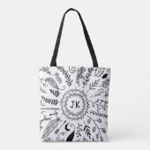 Tote Bag Initiales botaniques tirées par la main de (Dos)
