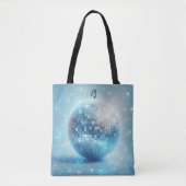 Tote Bag Initiales de boule disco lumineuse bleue (Devant)