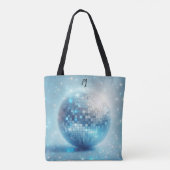 Tote Bag Initiales de boule disco lumineuse bleue (Dos)