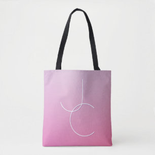 Tote Bag Initiales de chevauchement modernes 2   Ombre rose