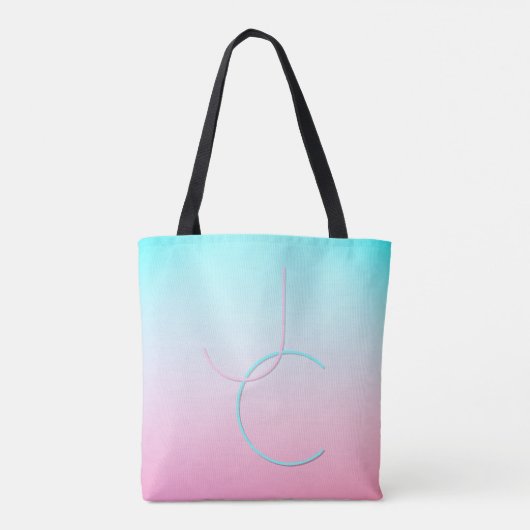 Tote Bag Initiales de chevauchement modernes 2 | Rose turqu (Dos)