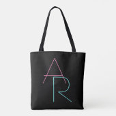 Tote Bag Initiales de chevauchement modernes | Rose Turquoi (Dos)