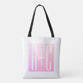 Tote Bag Initiales de couple | Gradation rose subtile (Dos)