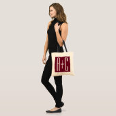 Tote Bag Initiales de couples simples | Blanc et bordeaux (Devant (modèle))