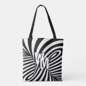 Tote Bag Initiales de modèle Abstrait Zèbre noir rétro (Dos)