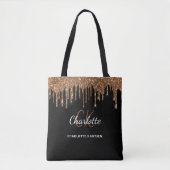 Tote Bag Initiales de monogramme à gouttes de paillettes d' (Devant)