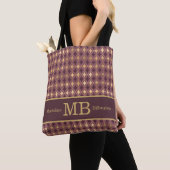 Tote Bag Initiales de monogramme aux feuilles d'or de Bourg (De près)