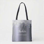 Tote Bag Initiales de monogramme avec gouttes de paillettes (Devant)