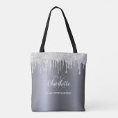 Tote Bag Initiales de monogramme avec gouttes de paillettes (Dos)