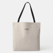 Tote Bag Initiales de monogramme classiques à rayures neutr (Devant)