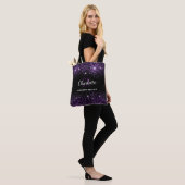 Tote Bag Initiales de monogramme en paillettes violettes no (Sur le modèle)