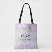 Tote Bag Initiales de monogramme en poussière violette pail (Devant)