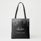 Tote Bag Initiales de monogramme en scintillement argent no (Devant)