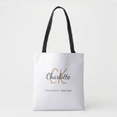 Tote Bag Initiales de nom monogramme or noir blanc (Devant)