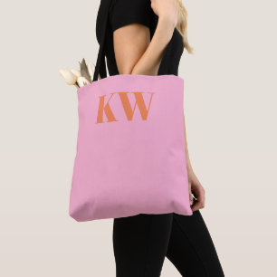 Tote Bag Initiales du Monogramme rose moderne personnalisée