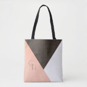 Tote Bag Initiales en cuir de crème moderne et élégant (Devant)