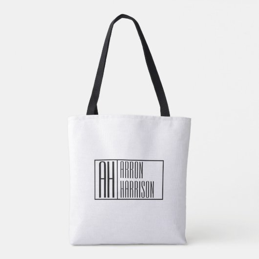 Tote Bag Initiales minimes modernes et logo de nom (Dos)