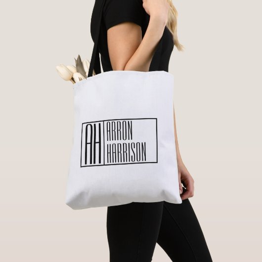 Tote Bag Initiales minimes modernes et logo de nom (De près)