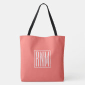 Tote Bag Initiales Monogramme | Blanc Sur Corail (Dos)