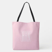 Tote Bag Initiales Monogramme | Blanc Sur Rose Clair (Dos)