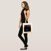 Tote Bag Initiales monogramme pailletées violet noir (Devant (modèle))