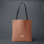 Tote Bag Initiales monogrammes personnalisées minimalistes<br><div class="desc">Simple minimaliste élégant moderne en terre cuite et blanc Personnalisé monogramme initiales nom personnalisées Sac fourre-tout couleur uni</div>