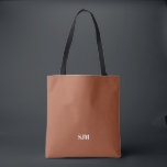Tote Bag Initiales monogrammes personnalisées minimalistes<br><div class="desc">Simple minimaliste élégant moderne en terre cuite et blanc Personnalisé monogramme initiales nom personnalisées Sac fourre-tout couleur uni</div>