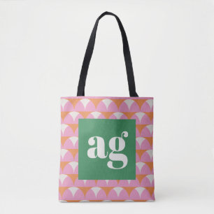 Tote Bag Initiales monogrammes rétro moderne géométrique