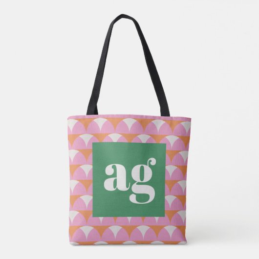 Tote Bag Initiales monogrammes rétro moderne géométrique (Dos)