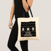 Tote Bag initiales personnalisées en chevron noir (Devant (produit))