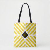 Tote Bag Initiales rayures jaunes modernes (Devant)