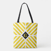 Tote Bag Initiales rayures jaunes modernes (Dos)