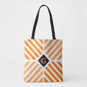 Tote Bag Initiales rayures orange moderne (Devant)