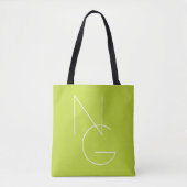 Tote Bag Initiales superposées Modernes 2 | Vert Citron (Devant)