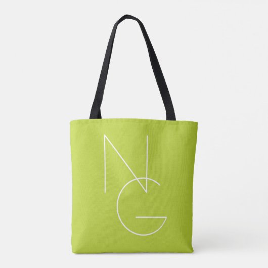 Tote Bag Initiales superposées Modernes 2 | Vert Citron (Dos)