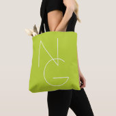 Tote Bag Initiales superposées Modernes 2 | Vert Citron (De près)