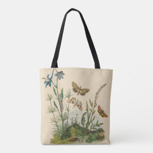 Tote Bag Insectes de jardin vintage, papillons, chenilles