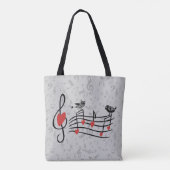 Tote Bag Inséparables de musique sur Grey Notes musicales (Dos)
